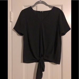 NWOT - Madewell Tie Front Blouse in Black; Size XXS
